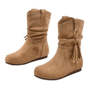 星期六美拉德短靴女款2025新款秋季内增高靴子女西部靴软底堆堆靴