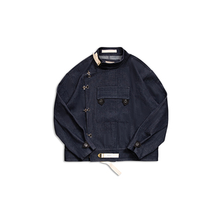 古叔的着美式复古瑞典机车牛仔外套阿美咔叽老钱风骑行猎装夹克男
