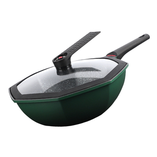 八角锅麦饭石锅不粘锅炒锅家用微压锅炒菜锅不沾燃气灶专用电磁炉