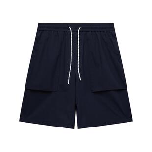 美特斯邦威中裤男2026夏季新款潮流宽松户外系带纯色简约休闲裤子