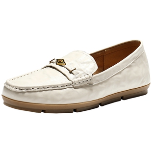 森达软羊皮乐福鞋女26春新款商场同款一脚蹬平底单鞋小皮鞋XYF01