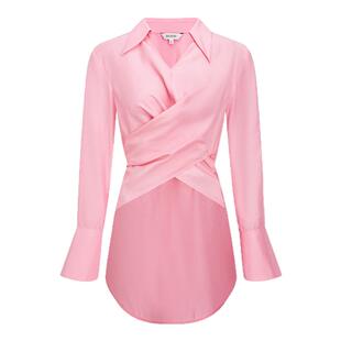 EVAOUXIU春夏新款解构设计感绑带衬衫休闲舒适上衣女