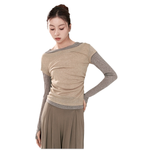 【清仓】dancetoday现代舞蹈假两件长袖上衣春古典舞形体练功服