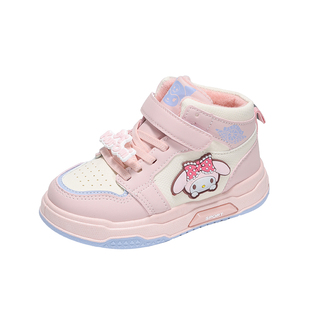 美乐蒂女童冬鞋超好看2025新款冬季儿童棉鞋加绒女宝高帮运动板鞋