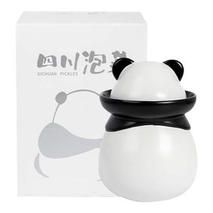 熊猫泡菜坛储物罐客厅书桌玄关摆件创意简约可爱装饰礼盒装茶叶