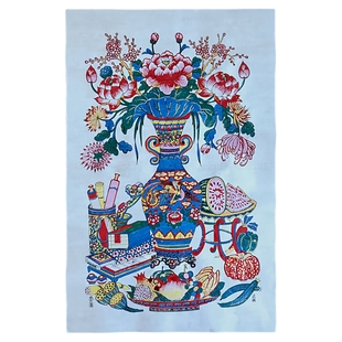 正宗武强手工木版年画大花瓶中堂装饰画花开富贵非遗卷轴装饰画