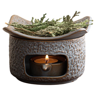 日式陶瓷香薰炉植物雪松鼠尾草暖香炉创意香粉香炉烤茶扩香烘烤炉