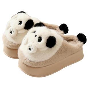 高跟棉拖鞋女厚底居家卡通可爱学生宿舍毛毛拖鞋冬季保暖增高外穿