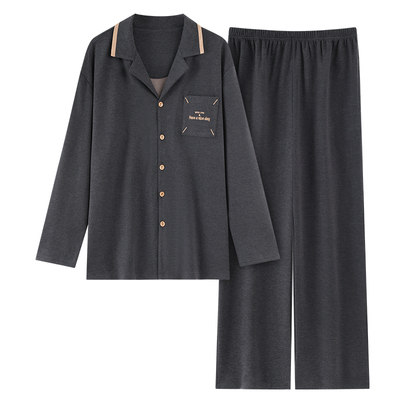 秋冬季德绒睡衣男款开衫套装加厚保暖羊毛绒青少年字母冬天家居服