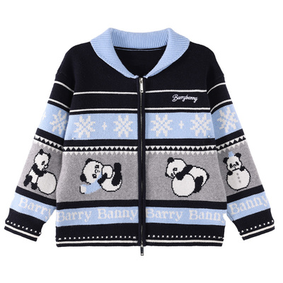 BarryBanny熊猫提花加厚毛衣外套