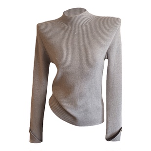 龙妹杏白色半高领加绒加厚毛衣女好看内搭打底衫冬季保暖修身上衣