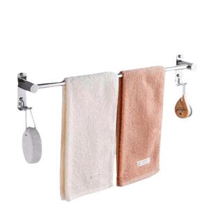 304不锈钢免打孔毛巾架单杆浴室浴巾架加长毛巾挂架免钉墙面上墙