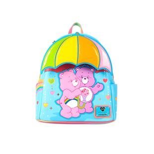 Loungefly爱心熊分享熊正版周边彩虹伞双肩包女可爱卡通迷你背包
