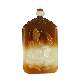 玉说和田玉观音吊坠男款玉坠天地糖青白玉荷花观自在大势至菩萨GJ