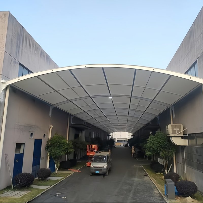 16膜结构汽车停车棚户外张电动棚河南停车膜雨棚拉车瓶雨棚遮阳景