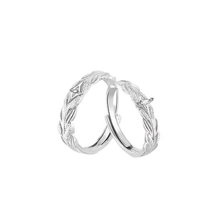 金店同款叶与星轨情侣s925纯银戒指男女一对小众设计浪漫表白对戒