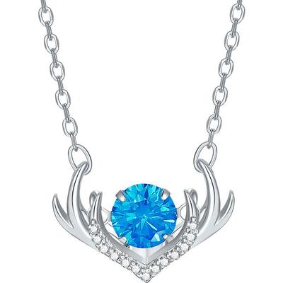 六桂福一鹿有你925银镶嵌套链