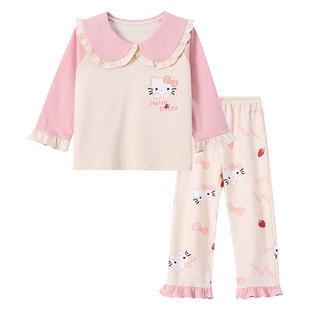 女童儿童睡衣a类全棉2026新款春秋季超火纯棉长袖女孩宝宝家居服