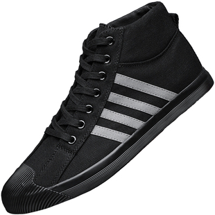 高帮男鞋子潮鞋春夏季休闲帆布鞋青年韩版潮流百搭板鞋男系带透气