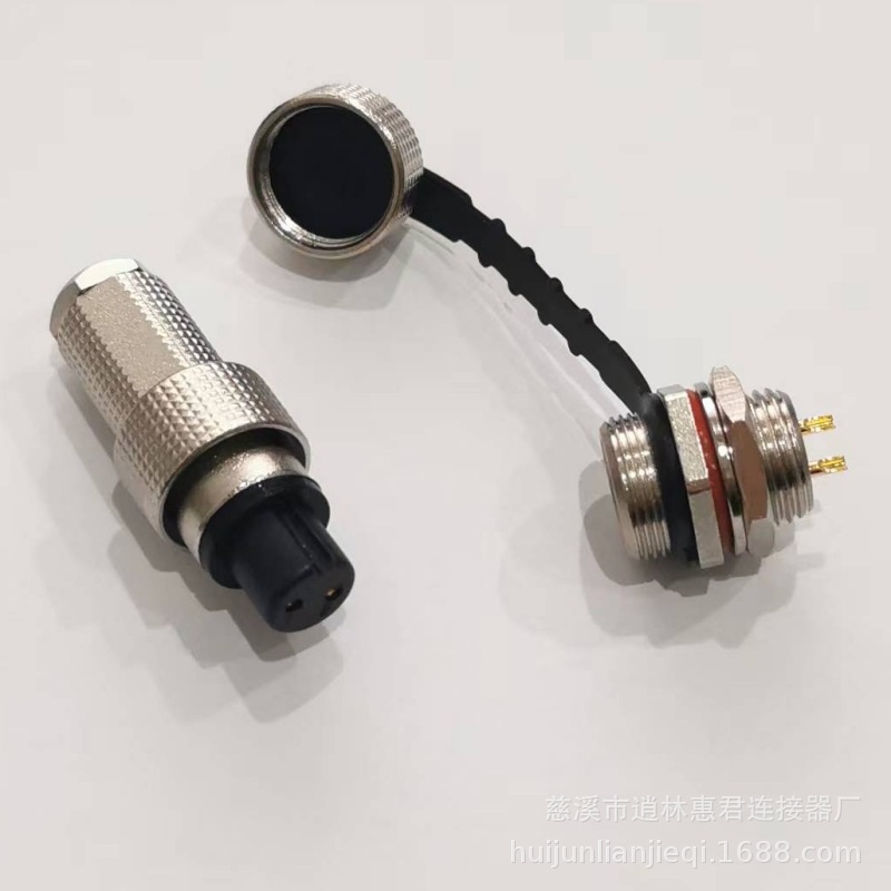 直销镀金防水航空插头12G-2芯3芯4芯5芯6芯7芯连接器开孔12mm