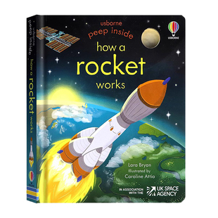 Usborne出品 偷偷看里面系列 火箭如何运作 英文原版绘本 Peep Inside How A Rocket Works 儿童启蒙纸板机关翻翻书Lara Bryan