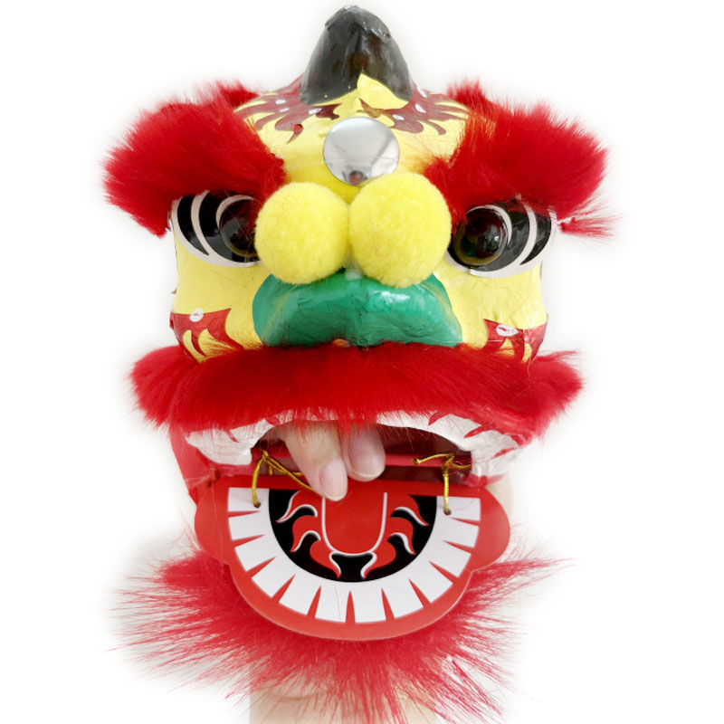 拳头狮手偶舞狮子迷你醒狮鼓摆件