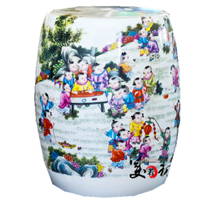 景德镇陶瓷器圆凳家居中式粉彩换鞋凳梳妆凳浴凳鼓凳凳子坐凳瓷墩