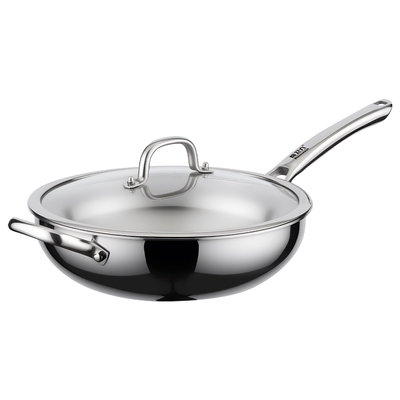 辉卫六316L炒锅无涂层食品级家用平底不锈钢燃气电磁炉专用炒菜锅