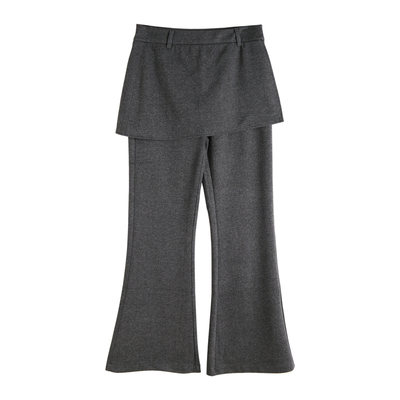 屁帘微喇长裤磨毛包臀裙裤配腰带