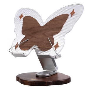 MELO蝴蝶阅读支架实木质办公室桌面看书神器可升降旋转书架展示架