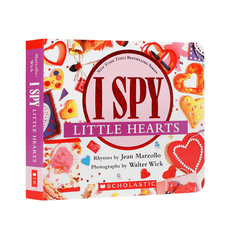 英文原版进口I SPY LITTLE HEARTS (WITH FOIL)视觉大发现系列心形3-5岁宝宝亲子互动共读早教书儿童英语启蒙认知绘本撕不烂纸板书