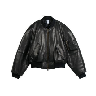 Protocol Index 26ss 小羊皮垫肩夹克皮衣棉服 廓形短宽复古外套