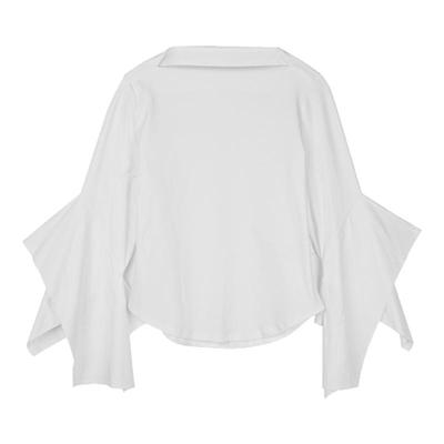 s.deer一字领不规则拼接长袖T恤