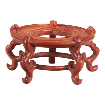 花梨木实木凹面底座托架花盆景水晶球葫芦摆件圆形木托木质鱼缸架