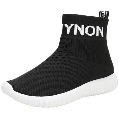 春夏透气厚底针织高帮休闲袜子鞋