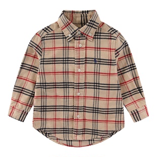 RL小马077男女童磨毛格子纯棉长袖衬衣儿童衬衫法兰绒厚款 休闲