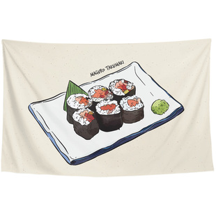 日料寿司浮世绘神奈川冲浪里日式摆摊广告布海报背景墙布挂布挂毯