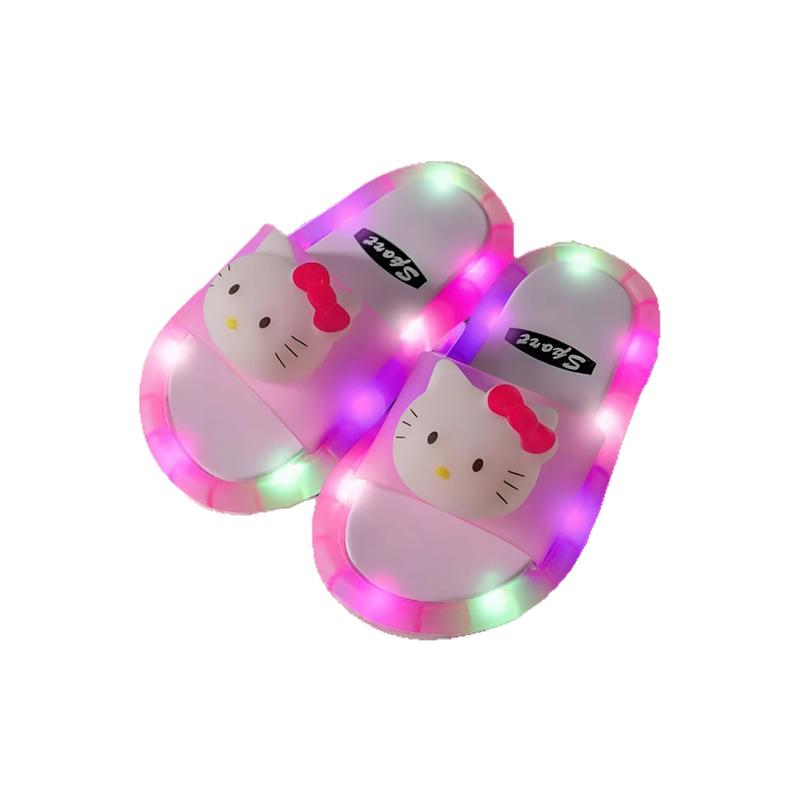 凯蒂猫发光鞋女童凉鞋抖音同款HelloKitty拖鞋水晶鞋闪亮灯会发亮