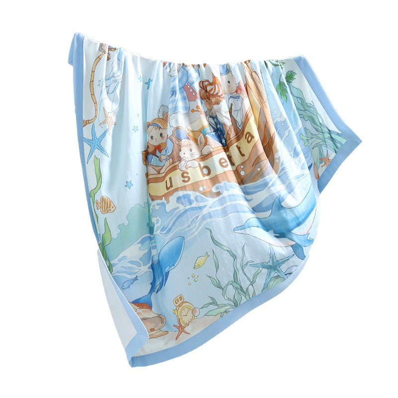 贝肽斯[胎脂皮]婴儿盖毯宝宝专用小毯子竹棉纱布冰丝毯夏季薄被子