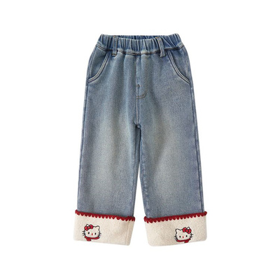 保暖羊羔绒软牛仔裤韩系直筒裤