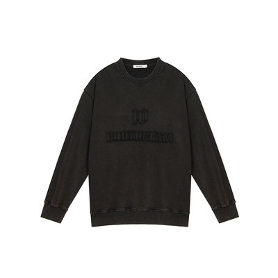 BODYDREAM后背贴布绣卫衣男新款圆领套头衫复古做旧宽松休闲上衣