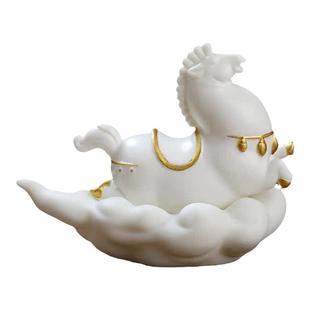 《天马行空》原创陶瓷生肖马摆件招财德化白瓷工艺品客厅酒柜装饰