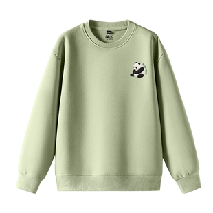 班尼路S&K系列豆绿色卫衣男款秋季新款熊猫印花潮牌圆领重磅长袖A
