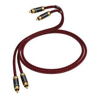 发烧级无氧铜二对二HIFI红白CD功放音响双莲花RCA音响音频信号线