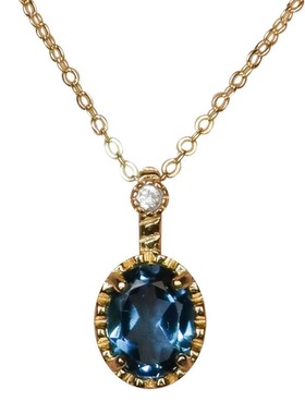 【清透蓝】日系仿蓝托帕石镶嵌吊坠项链镀18K金精致百搭高级感