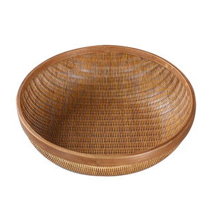 竹编收纳筐家用水果篮手工编织果盘簸箕茶具点心收纳篮竹筐竹篮子