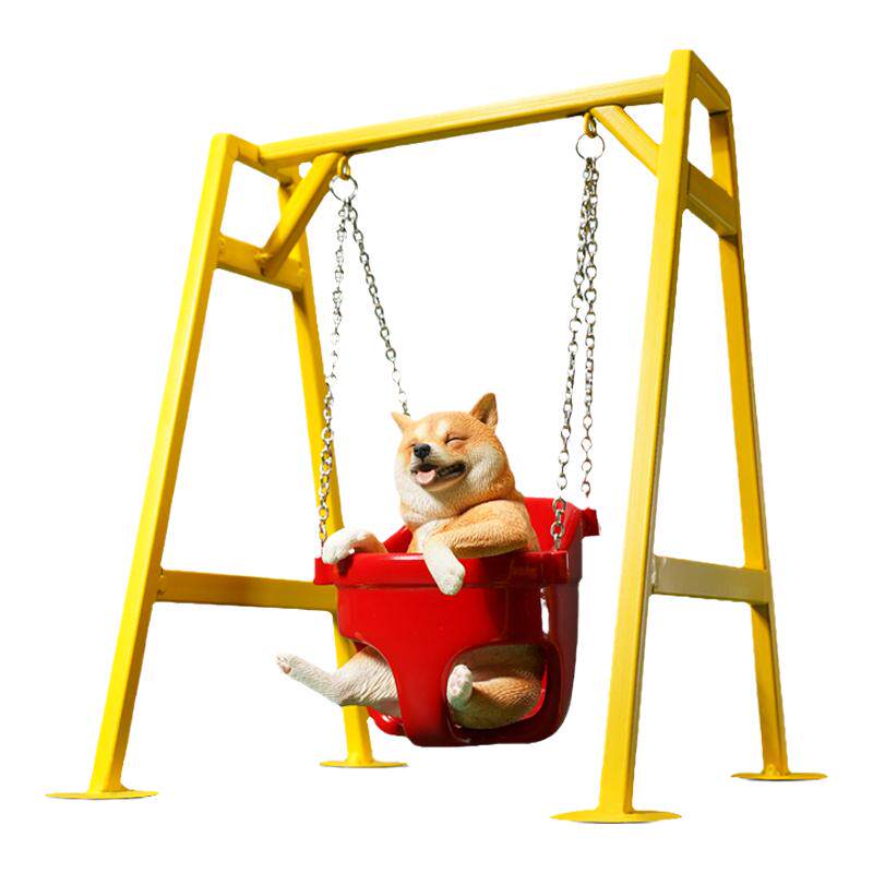 JXK荡秋千的柴犬模型吊饰摆件