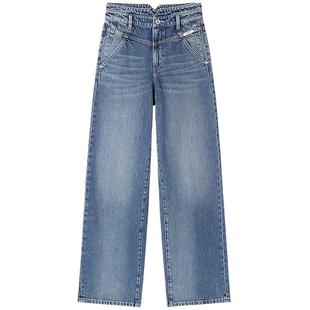 Miss Sixty2025春秋新款法棍牛仔裤女小v腰美式复古直筒百搭休闲