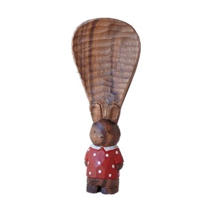 Joe的小作坊/兔子饭勺黑胡桃木雕可爱手作可站立米饭勺乔迁送礼物