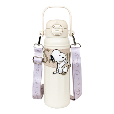 史努比保温杯女生带吸管水杯女2025新款高颜值可爱便携大容量杯子